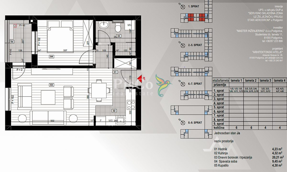 Jednosoban stan Stari aerodrom, 46m2, Prodaja, Podgorica-095938
