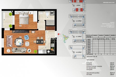 Jednosoban stan Stari aerodrom, 46m2, Prodaja, Podgorica-101444